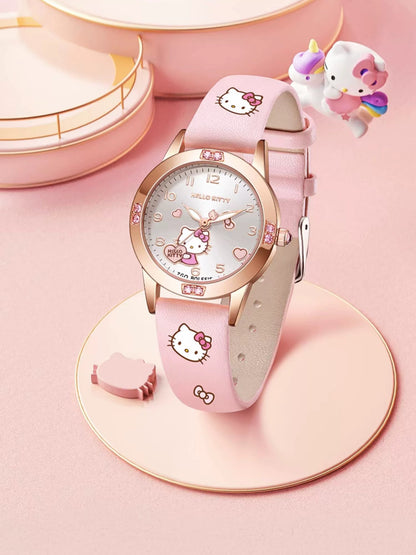 Hello Kitty/Cinnamoroll Crystal Quartz Watch Stainless Steel 30M Waterproof Glow in the Dark