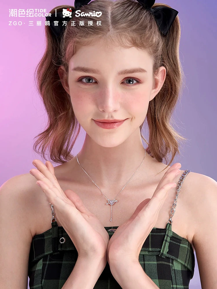 Kuromi Purple Heart & Arrow 925 Sterling Silver Necklace