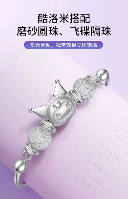 Kuromi 3D Crystal 18K Platinum Plated 925 Sterling Silver Bracelet