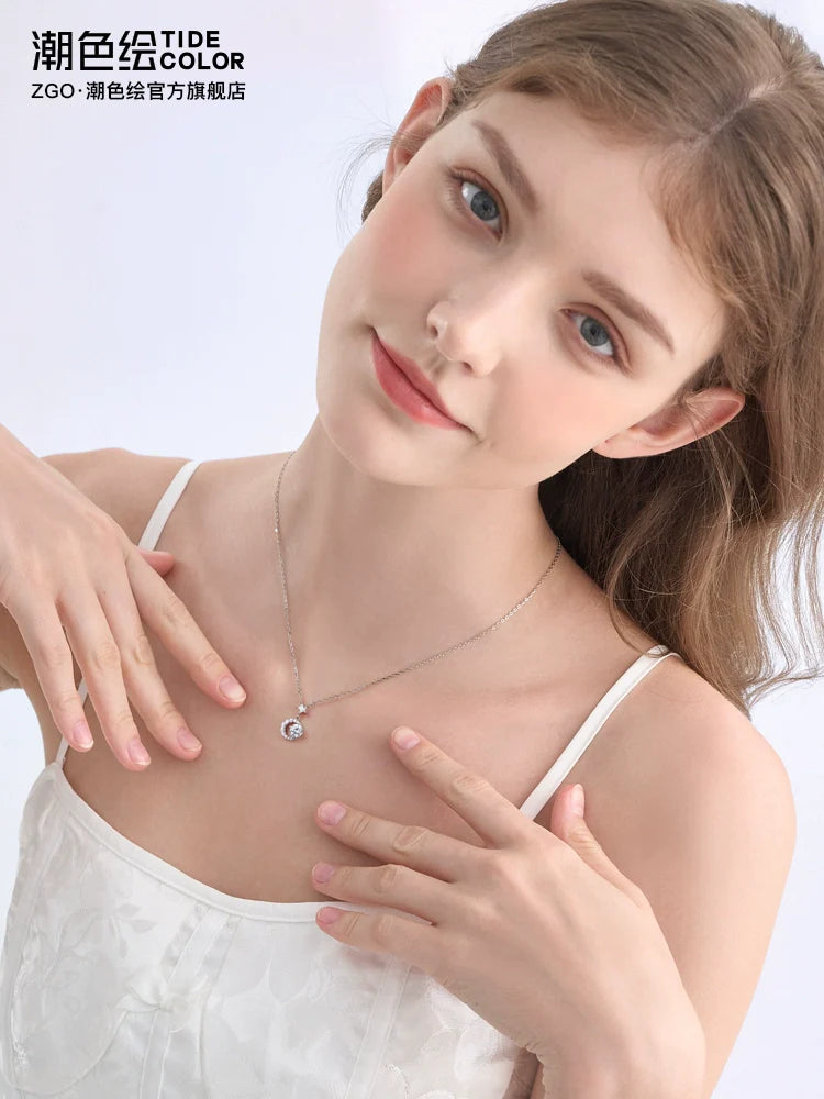 Star & Moon 925 Sterling Silver Necklace