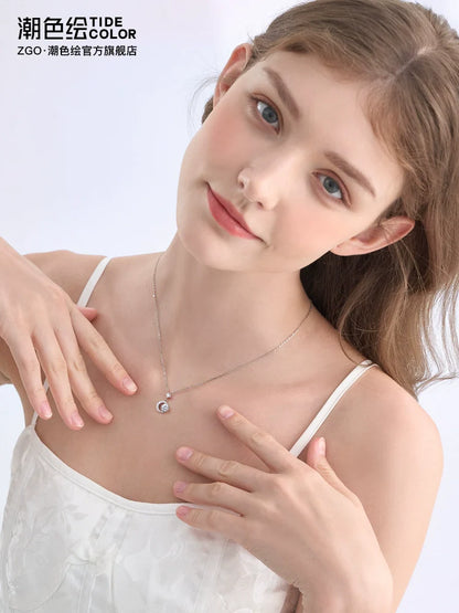 Star & Moon 925 Sterling Silver Necklace