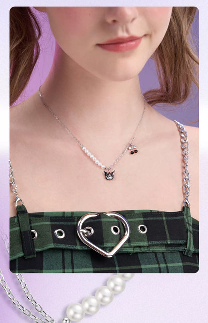 Kuromi Cherry 925 Sterling Silver Pearl Necklace