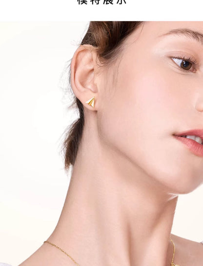 Origami Airplane 925 Sterling Silver Stud Earrings