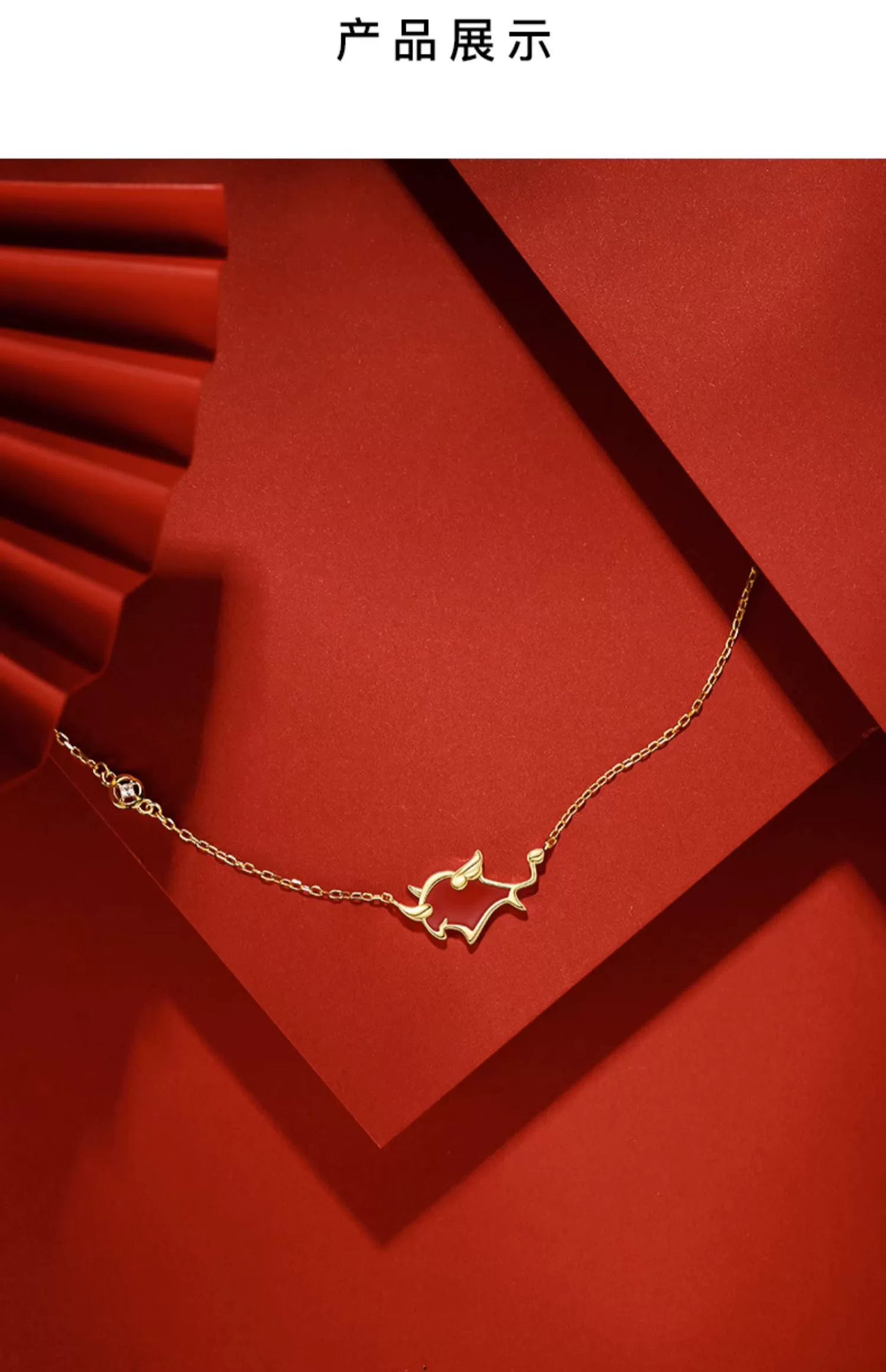 Lucky Red Ox 925 Sterling Silver Thermochromic Necklace