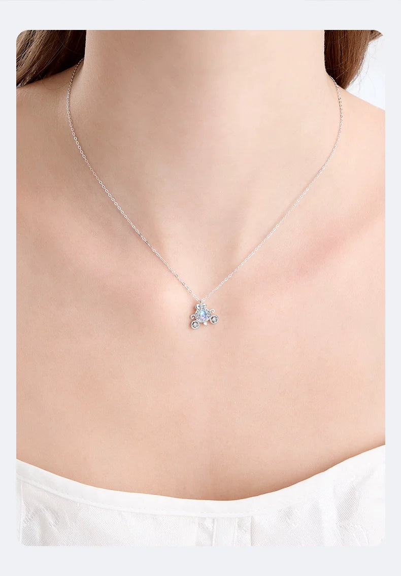 Pumpkin Carriage Zircon 925 Sterling Silver Necklace