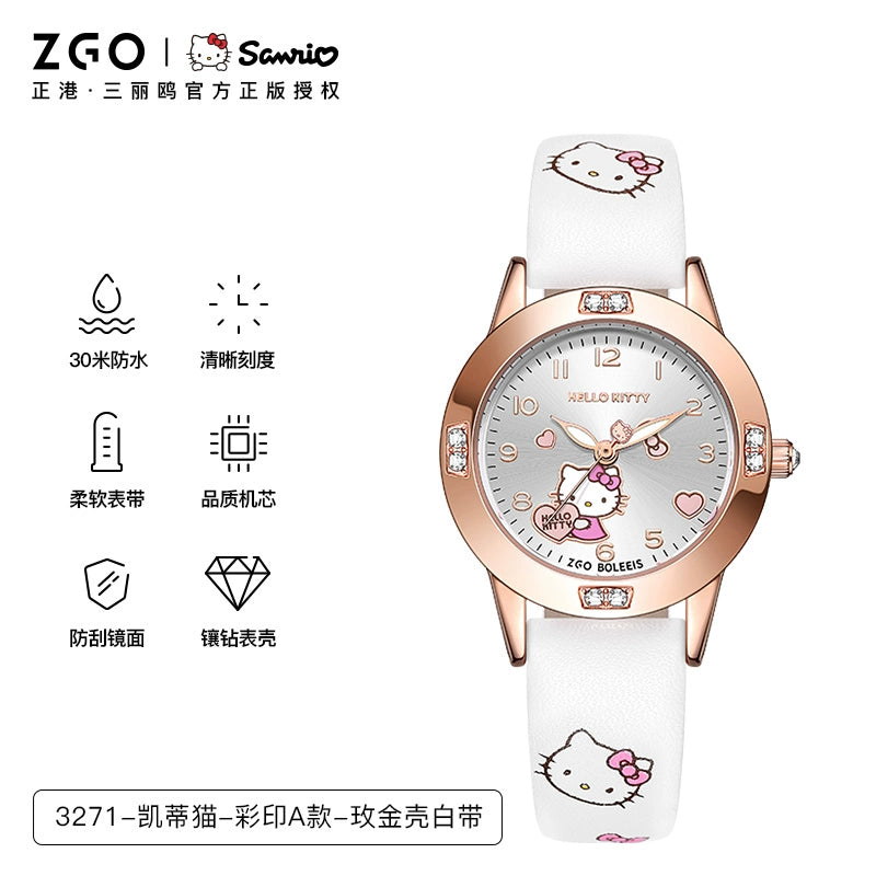 Hello Kitty/Cinnamoroll Crystal Quartz Watch Stainless Steel 30M Waterproof Glow in the Dark