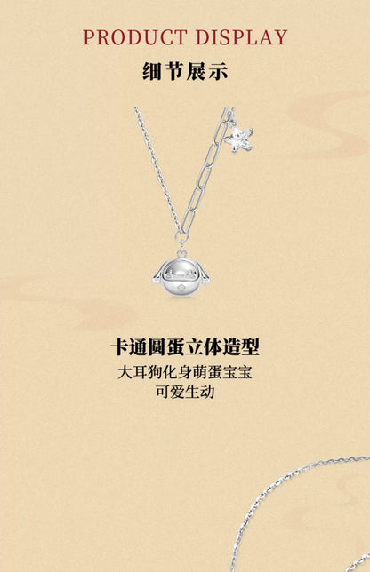 Cinnamoroll/My Melody Daruma Doll 925 Sterling Silver Necklace