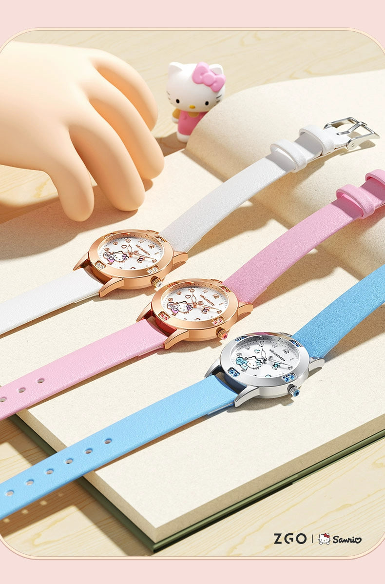 Hello Kitty/Cinnamoroll Crystal Quartz Watch Stainless Steel 30M Waterproof Glow in the Dark