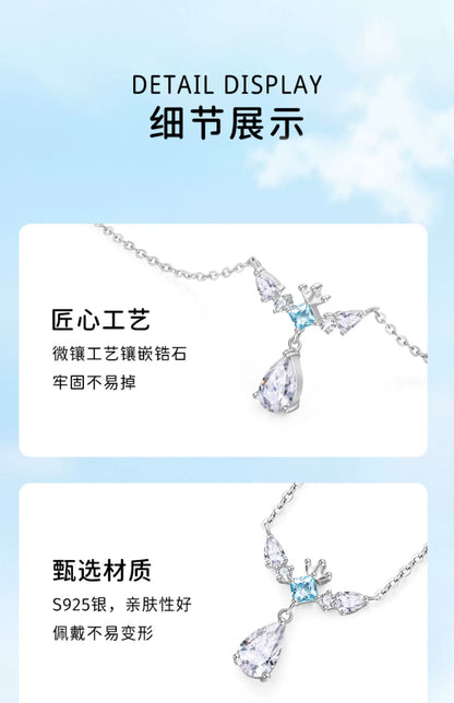 Water Droplet Zircon 925 Sterling Silver Necklace