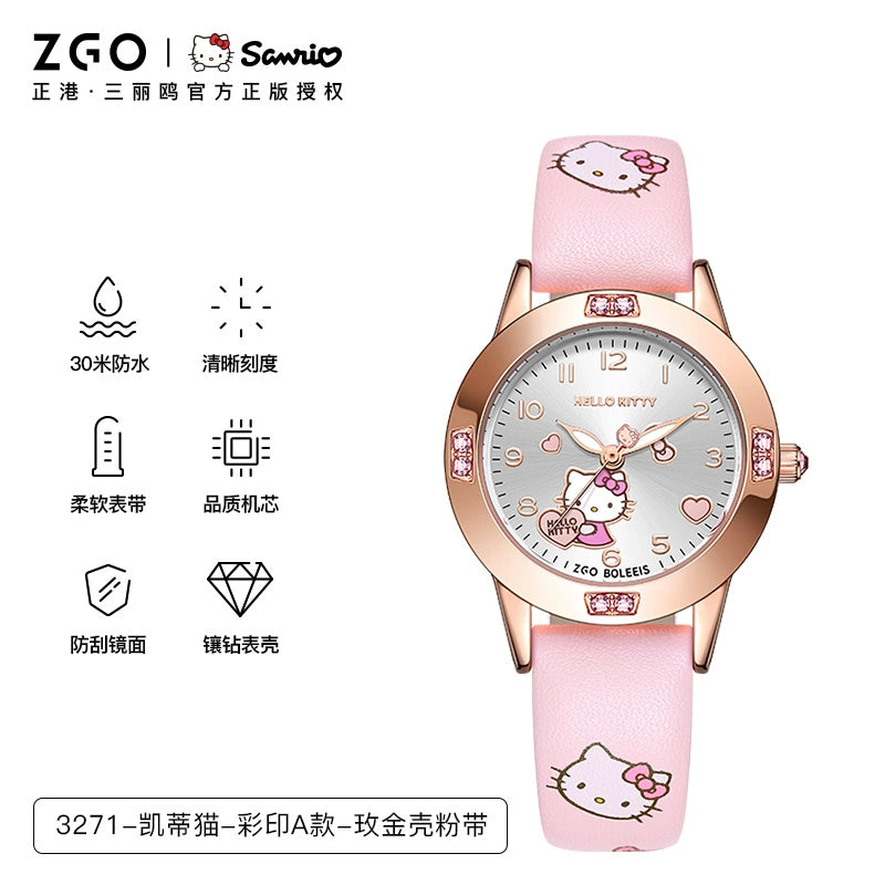Hello Kitty/Cinnamoroll Crystal Quartz Watch Stainless Steel 30M Waterproof Glow in the Dark