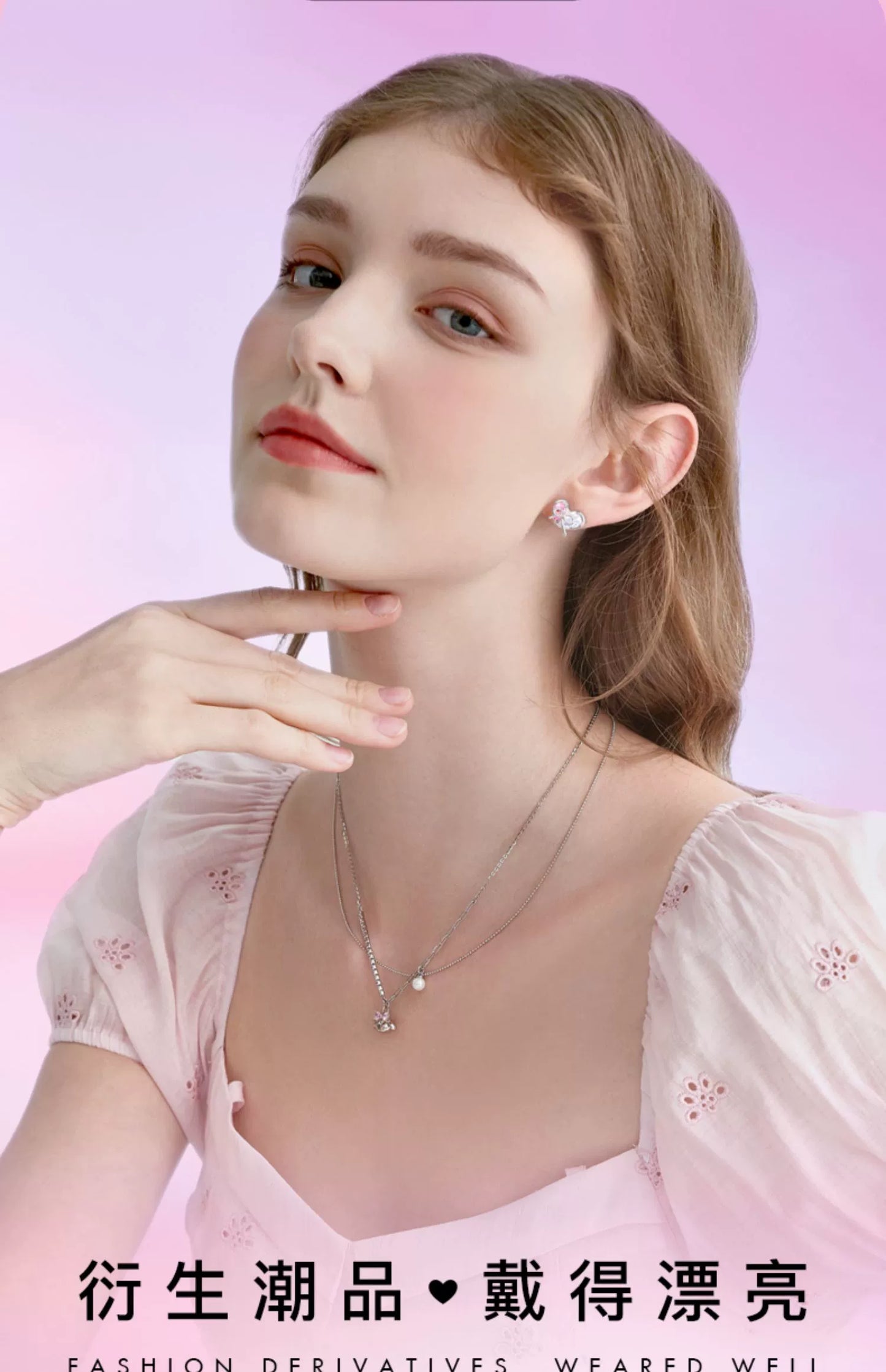 Heart Bow Zircon 925 Sterling Silver Stud Earrings