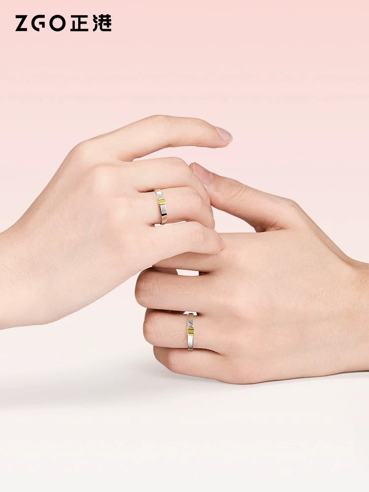 Magnetic Heart Plain 18K Gold Plated 925 Sterling Silver Couples' Rings