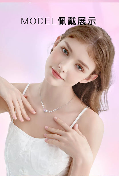 Butterfly Love Bow 925 Sterling Silver Pearl Necklace