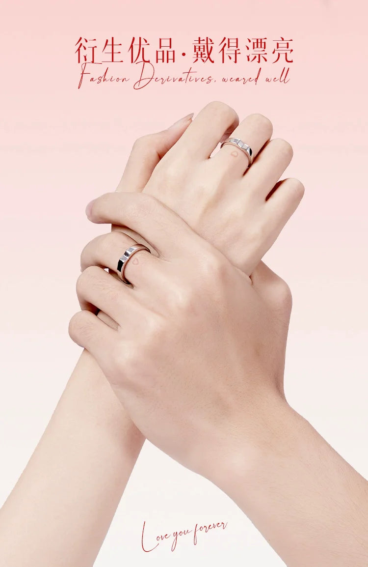 Kissing Faces 925 Sterling Silver Couples' Rings