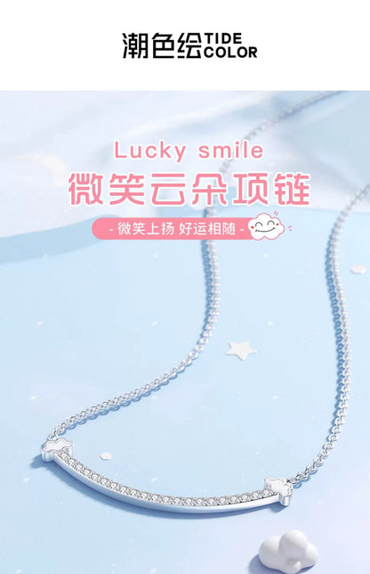 Smiley Clouds Zircon 925 Sterling Silver Necklace