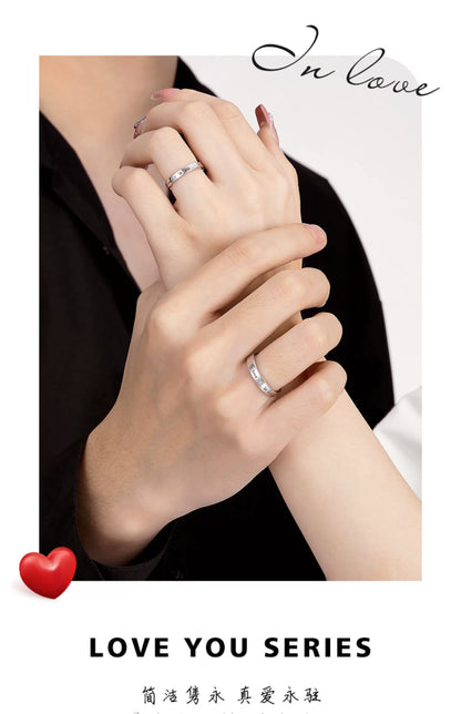 In Love Plain 925 Sterling Silver Couples' Open Rings