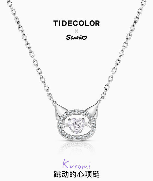 Kuromi Beating Heart 925 Sterling Silver Necklace