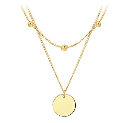 Gold Coin Double Chain Titanium Steel Necklace