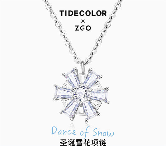 Dancing Snowflake Zircon 925 Sterling Silver Necklace